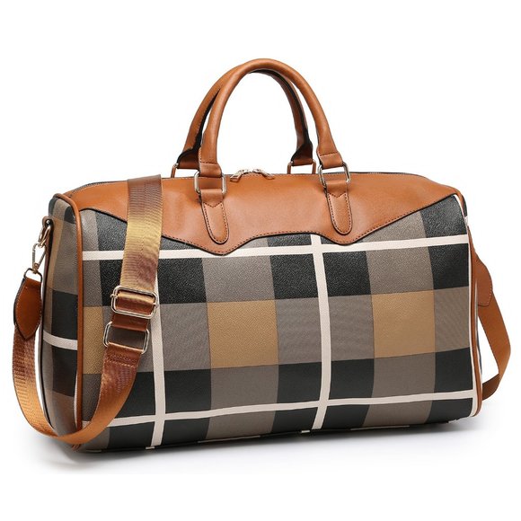 Plaid Check Overnight Bag - Picture 1 of 5